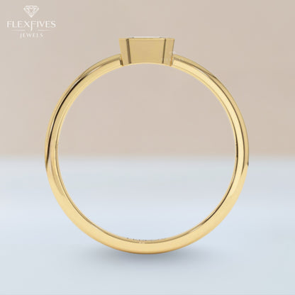 Emerald Cut Bezel Engagement Ring, 1.50 ctw 14k Gold Bezel Emerald Cut Moissanite Diamond Engagement Ring, Solitaire Ring