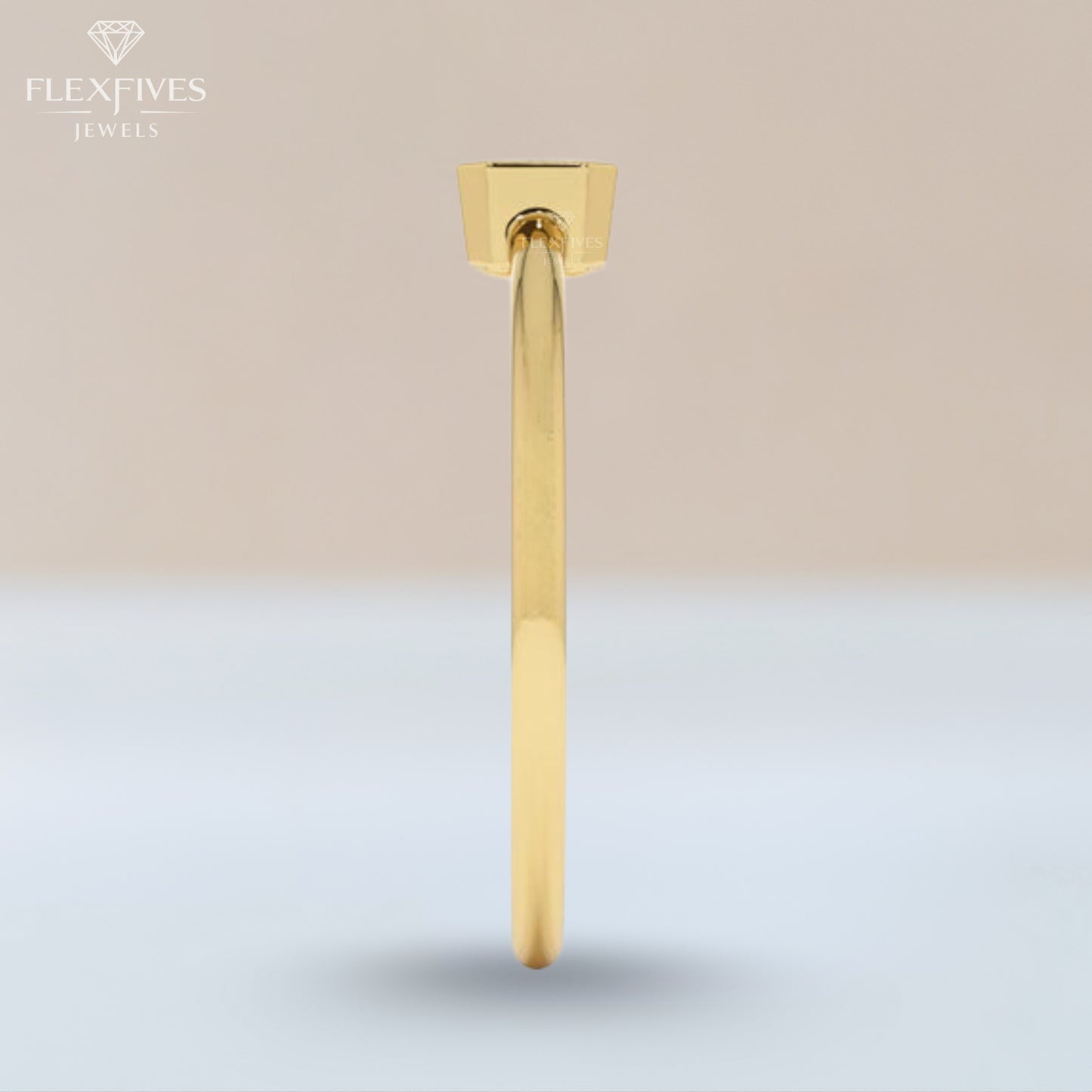 Emerald Cut Bezel Engagement Ring, 1.50 ctw 14k Gold Bezel Emerald Cut Moissanite Diamond Engagement Ring, Solitaire Ring