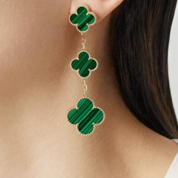 Emerald Clover Cascade Earrings