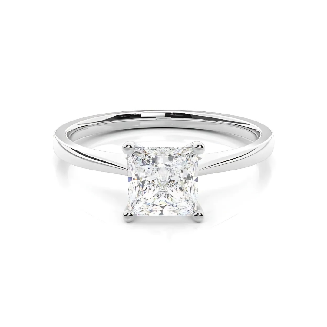 Exquisite Gold Princess Cut Diamond Engagement Ring | Modern Luxury Solitaire