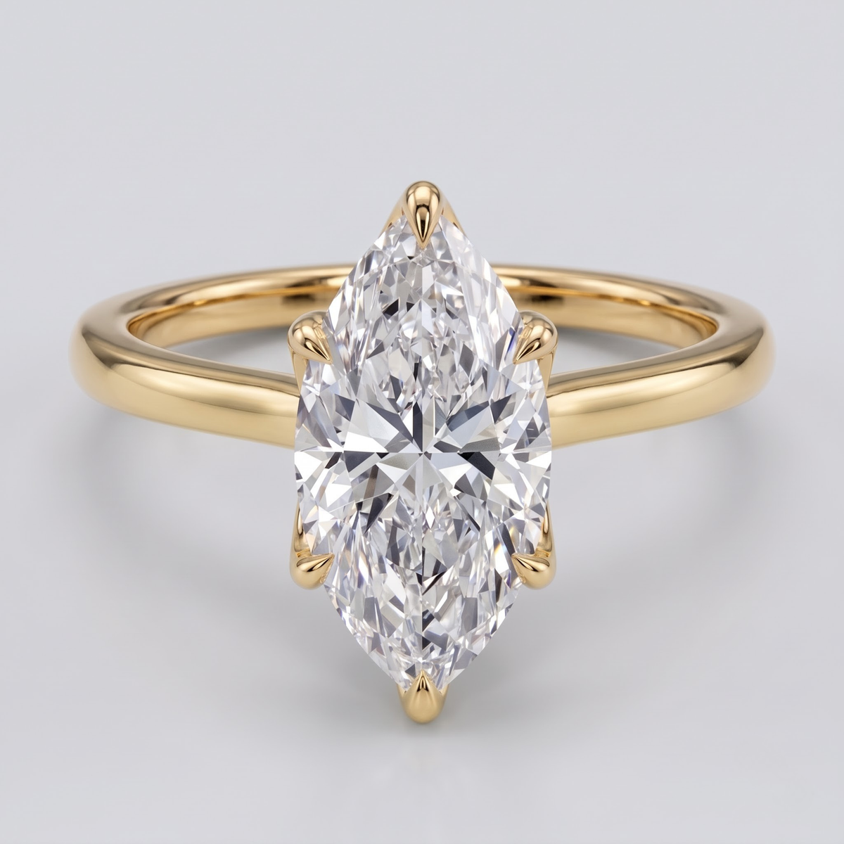Marquise Cut Moissanite Engagement Ring in 14K Gold with 1–3 CT Diamond