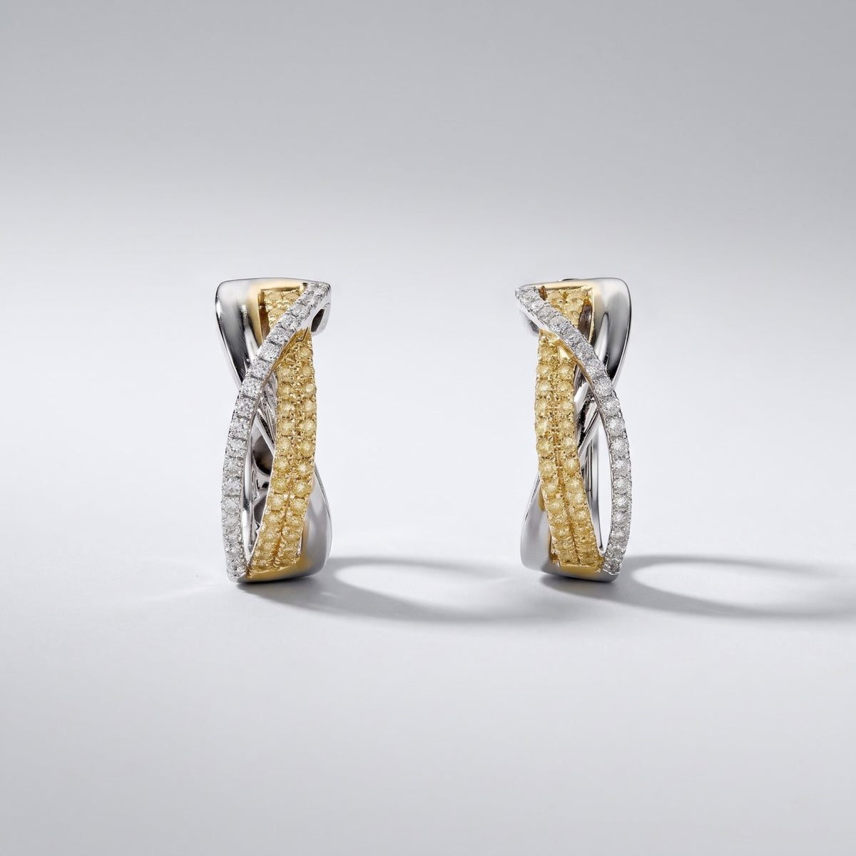 Canare 14K Two-Tone Gold Diamond Huggie Earrings, 1.08 CTW