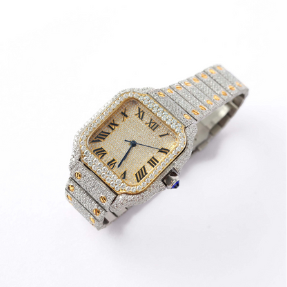 A Luxury Two-Tone Moissanite Diamond Watch – VVS1 Clarity, Iced Out 41MM Stainless Steel Automatic