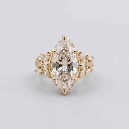 Marquise Moissanite Engagement Ring with Twisted Infinity Band in 14K gold