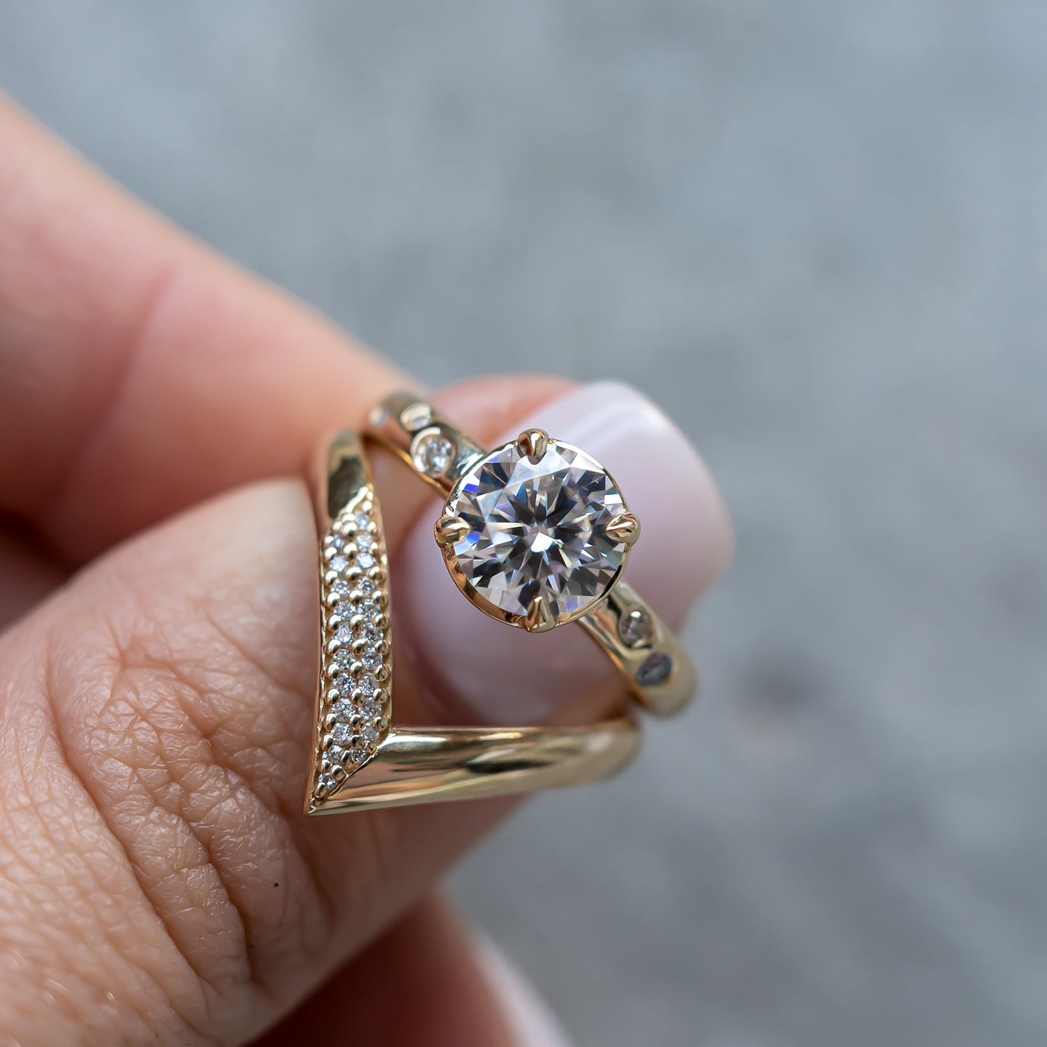 Zoey Half Pave Chevron Eternity Ring, Pavé