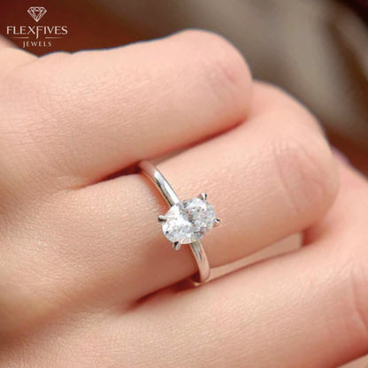 1.50 Carat Oval Moissanite Diamond Engagement Ring, 14K Gold Ring, Solitaire Ring