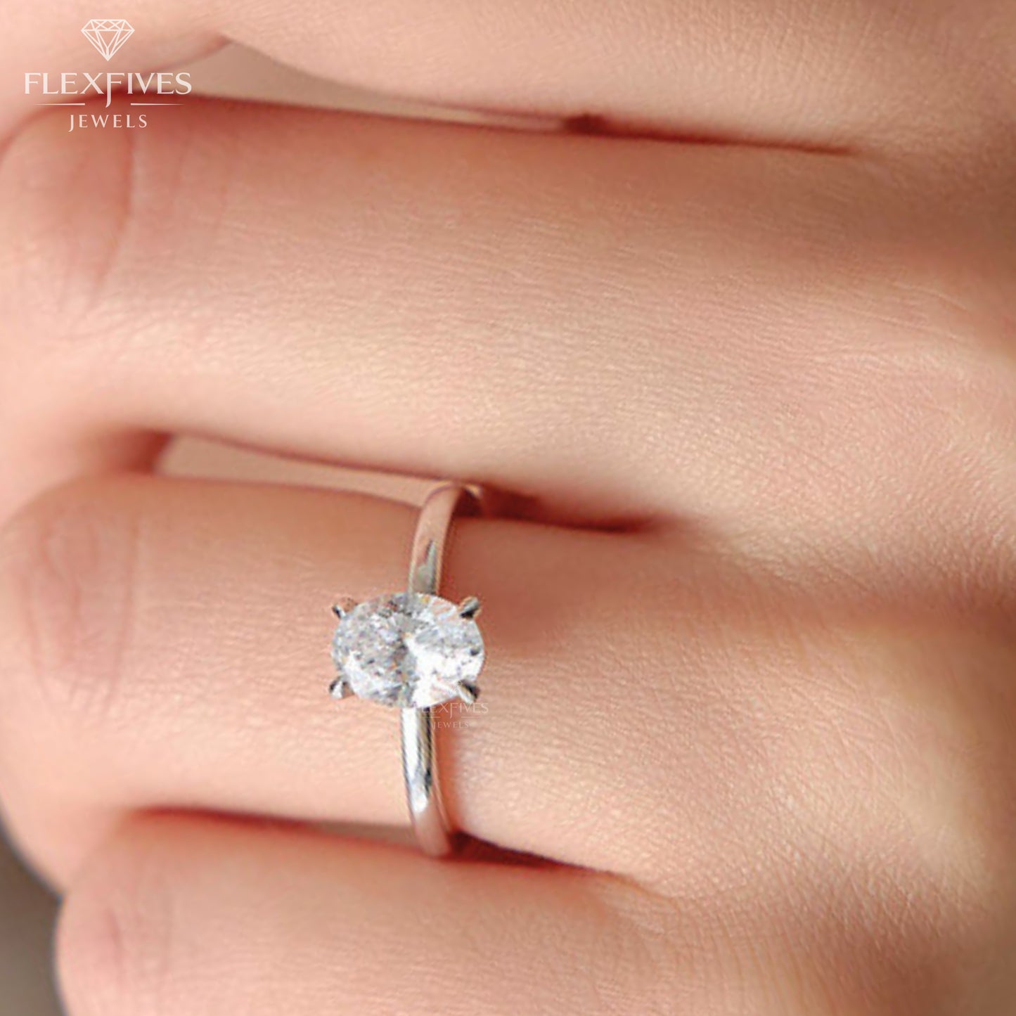 1.50 Carat Oval Moissanite Diamond Engagement Ring, 14K Gold Ring, Solitaire Ring