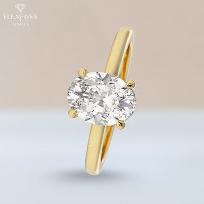 1.50 Carat Oval Moissanite Diamond Engagement Ring, 14K Gold Ring, Solitaire Ring