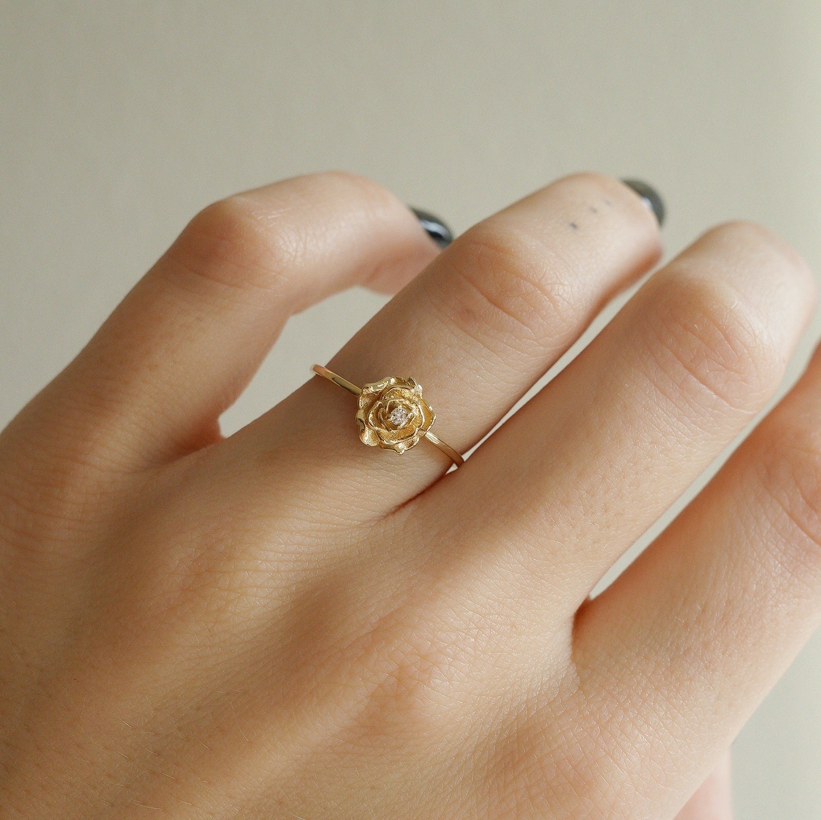 Diamond Pistil Rose Ring