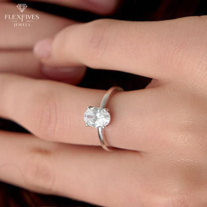 1.50 Carat Oval Moissanite Diamond Engagement Ring, 14K Gold Ring, Solitaire Ring