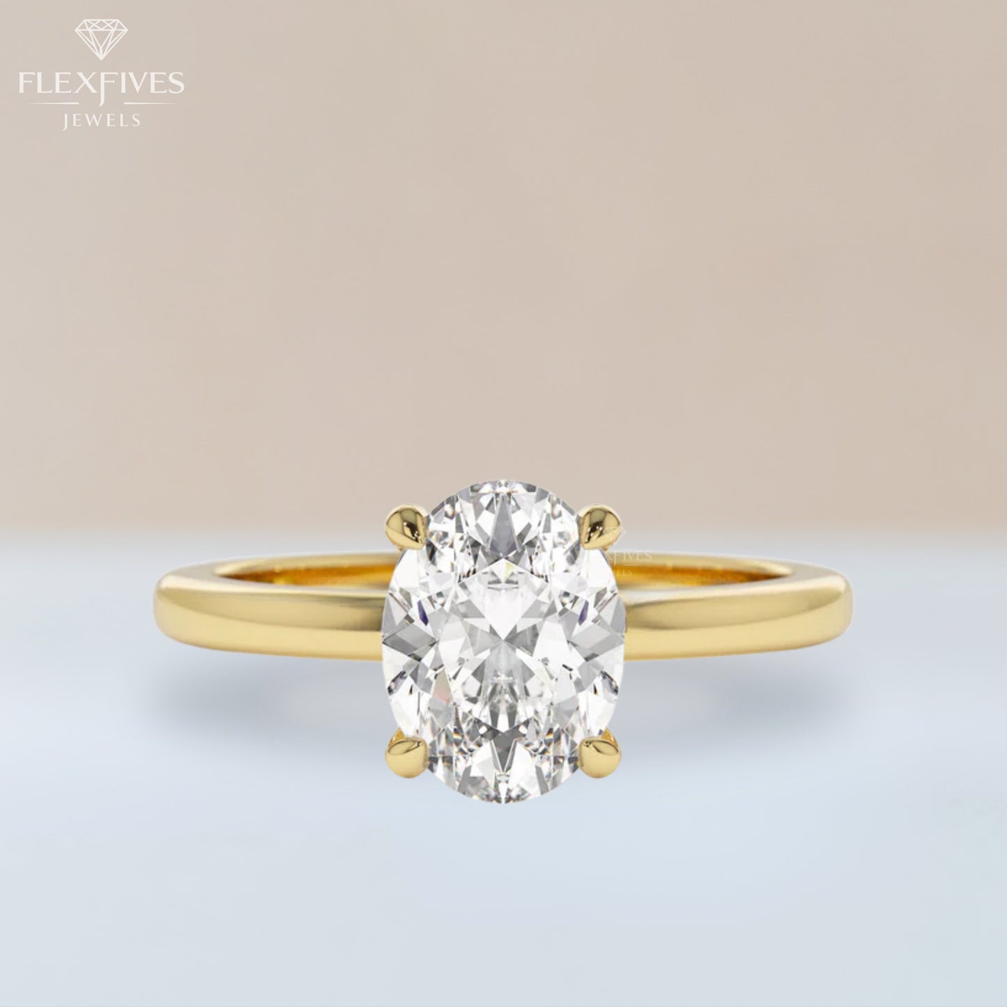 1.50 Carat Oval Moissanite Diamond Engagement Ring, 14K Gold Ring, Solitaire Ring