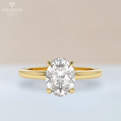 1.50 Carat Oval Moissanite Diamond Engagement Ring, 14K Gold Ring, Solitaire Ring