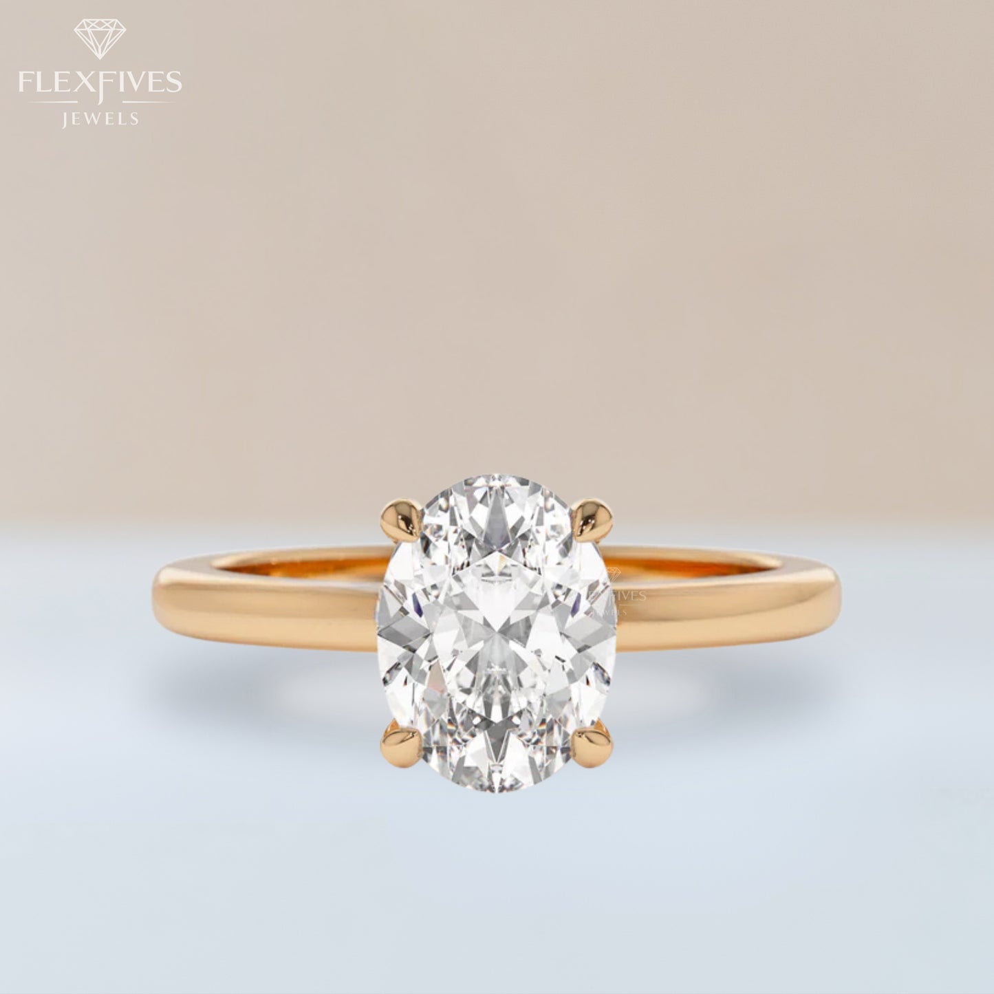 1.50 Carat Oval Moissanite Diamond Engagement Ring, 14K Gold Ring, Solitaire Ring