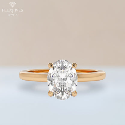 1.50 Carat Oval Moissanite Diamond Engagement Ring, 14K Gold Ring, Solitaire Ring