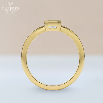 Bezel Set Emerald Moissanite Ring | 1.5 CT Center Stone | Solid Gold Ring | Minimalist Engagement Ring | Yellow, White, Rose Gold