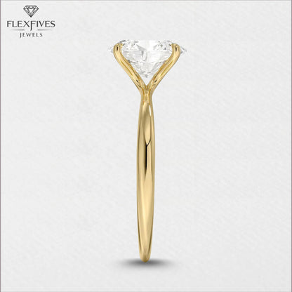 Oval Cut Moissanite Solitaire Ring | 1.5 CT Center Stone | Solid Gold Engagement Ring | Yellow, White, Rose Gold | Minimalist Bridal Jewelry