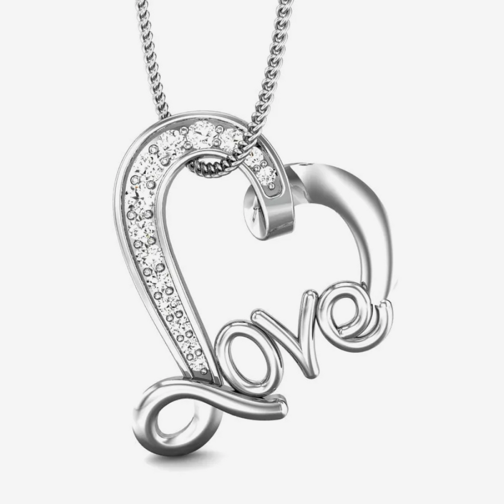 Heart Silver Diamond Pendant