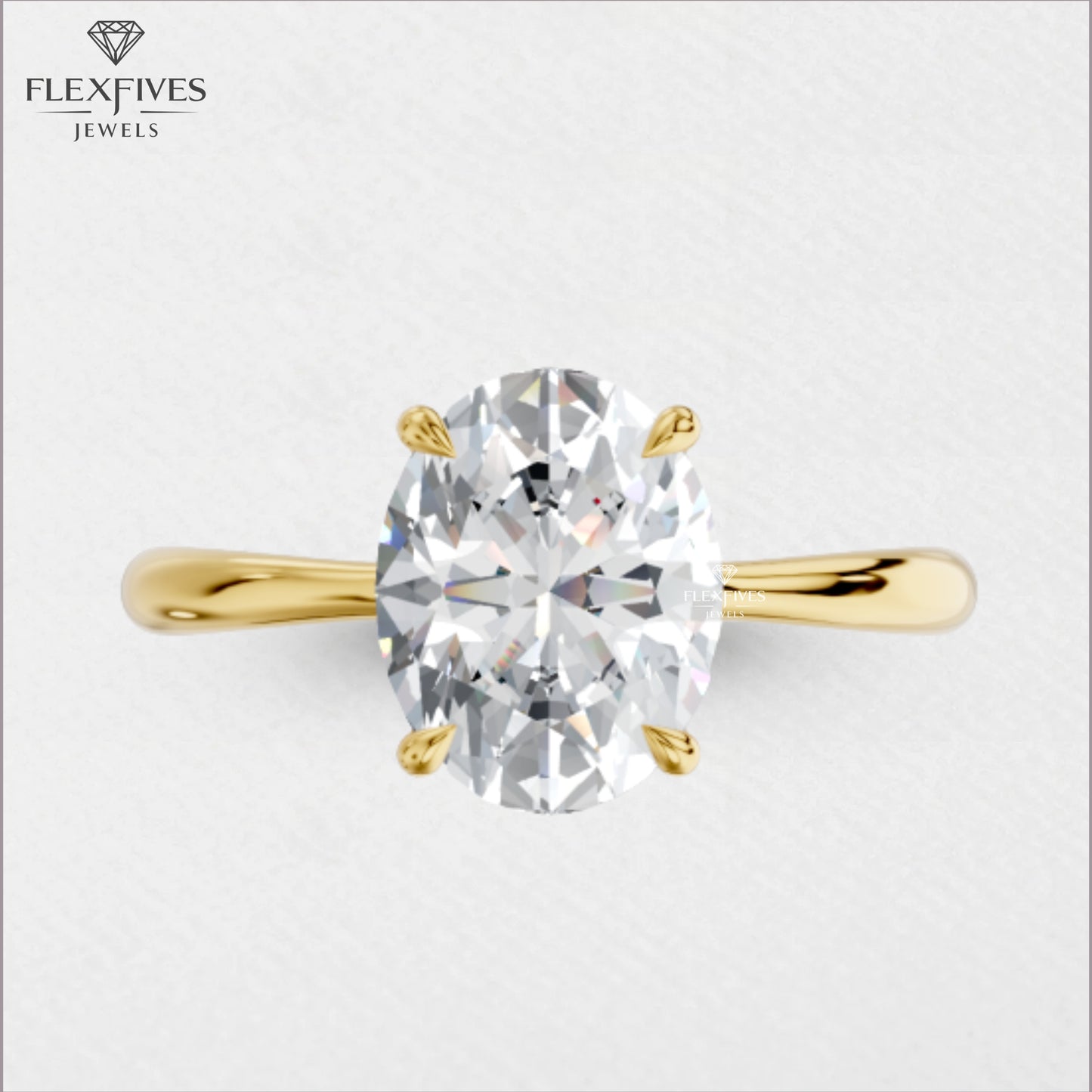 Oval Cut Moissanite Solitaire Ring | 1.5 CT Center Stone | Solid Gold Engagement Ring | Yellow, White, Rose Gold | Minimalist Bridal Jewelry