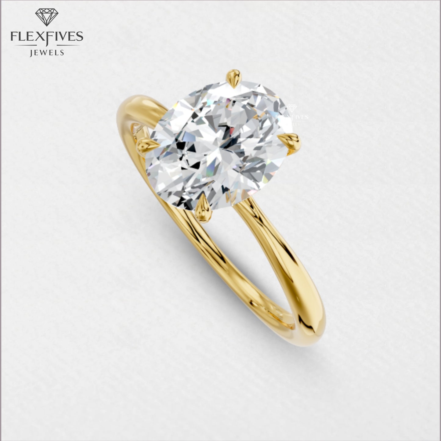 Oval Cut Moissanite Solitaire Ring | 1.5 CT Center Stone | Solid Gold Engagement Ring | Yellow, White, Rose Gold | Minimalist Bridal Jewelry