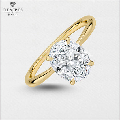 Oval Cut Moissanite Solitaire Ring | 1.5 CT Center Stone | Solid Gold Engagement Ring | Yellow, White, Rose Gold | Minimalist Bridal Jewelry