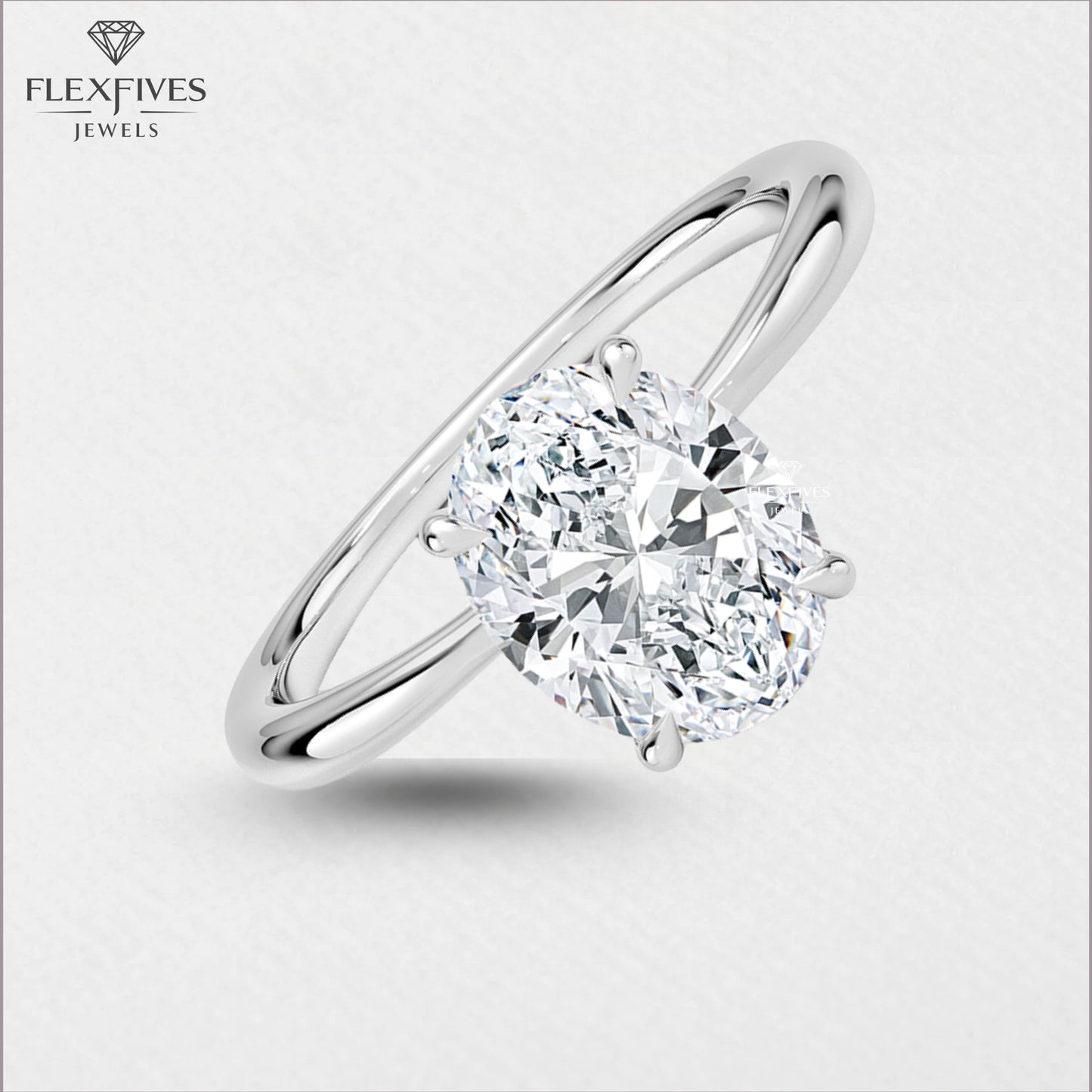 Oval Cut Moissanite Solitaire Ring | 1.5 CT Center Stone | Solid Gold Engagement Ring | Yellow, White, Rose Gold | Minimalist Bridal Jewelry