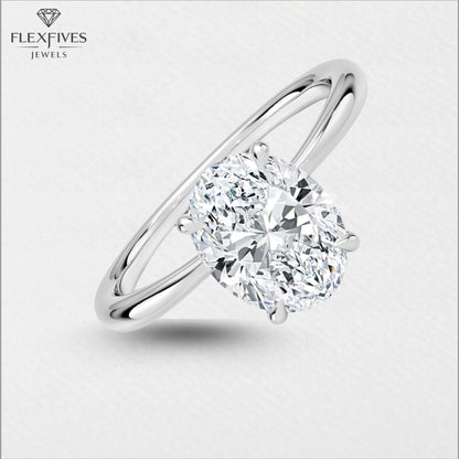 Oval Cut Moissanite Solitaire Ring | 1.5 CT Center Stone | Solid Gold Engagement Ring | Yellow, White, Rose Gold | Minimalist Bridal Jewelry