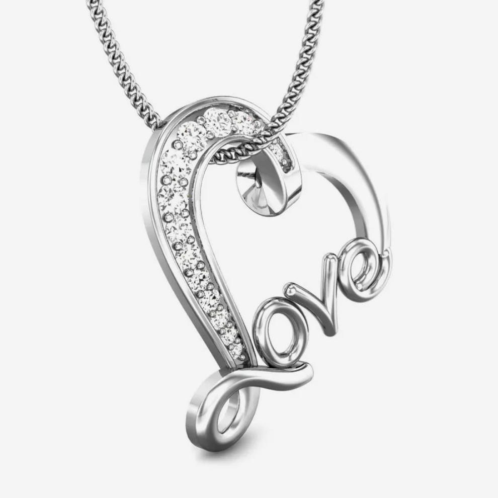 Heart Silver Diamond Pendant