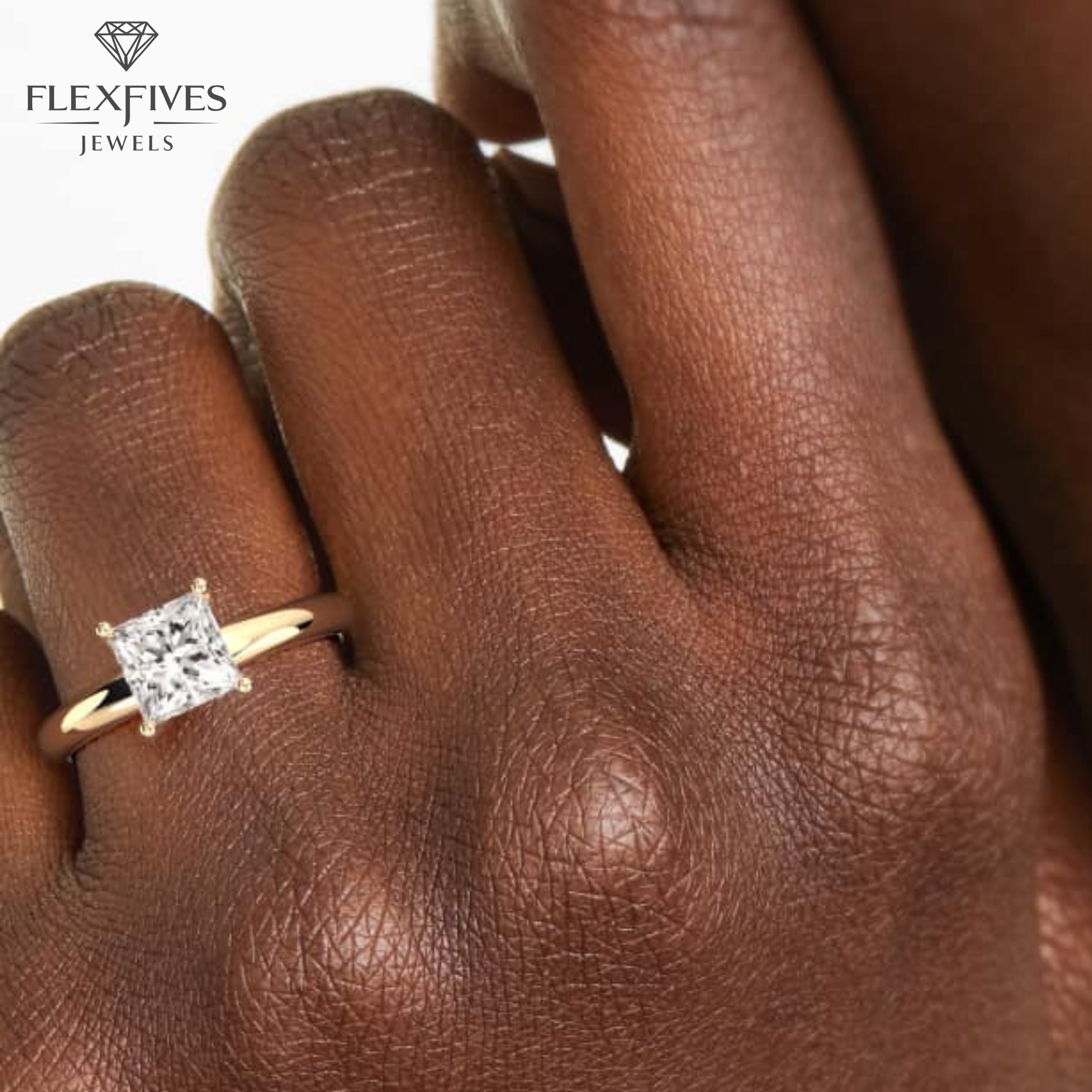 Engagement Ring 14K Solid Gold 1.50CT Princess Cut Solitaire Diamond Modern Compass Prongs Statement Ring Wedding Proposal Ring Gift