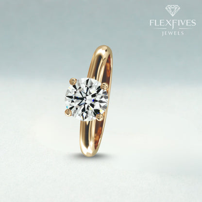 Round Cut Engagement Ring, 1.50 ctw 14k Gold Six Prong Setting Round Cut Moissanite Diamond Engagement Ring, Solitaire Ring