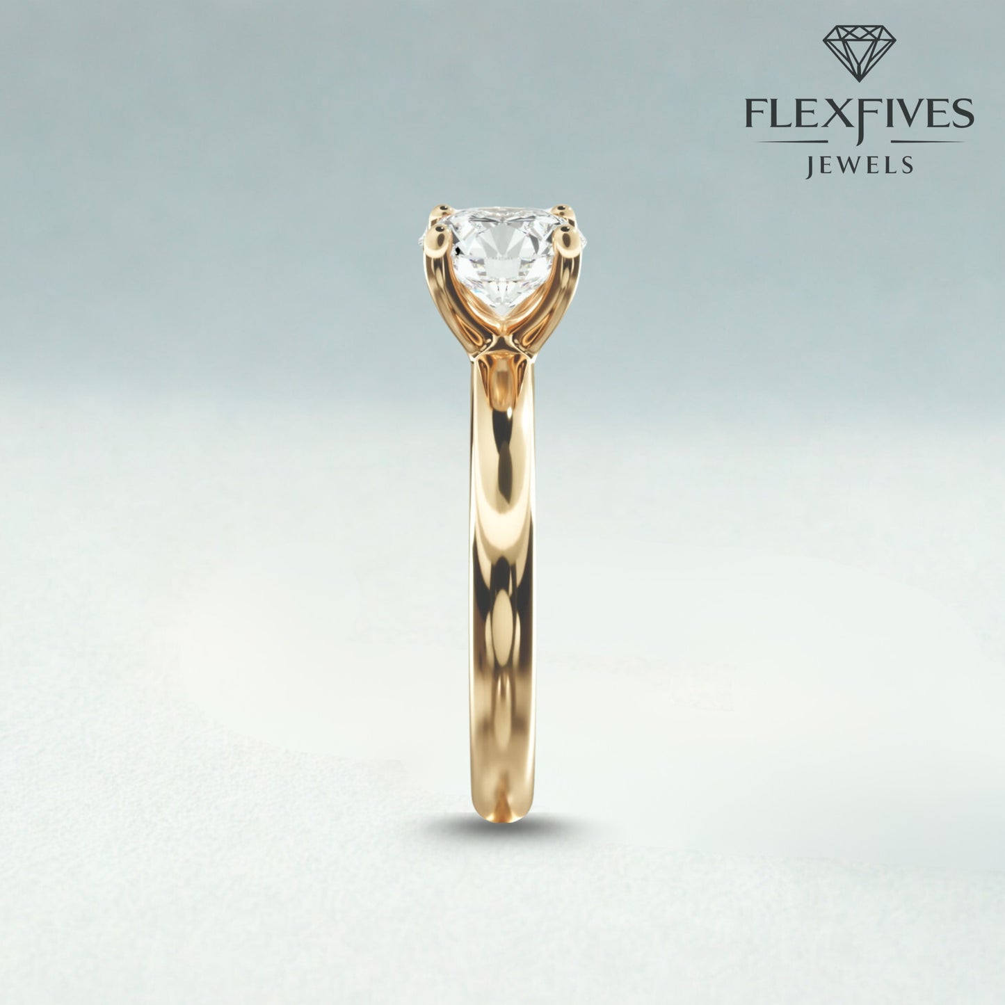 Round Cut Engagement Ring, 1.50 ctw 14k Gold Six Prong Setting Round Cut Moissanite Diamond Engagement Ring, Solitaire Ring