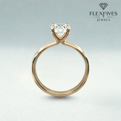 Round Cut Engagement Ring, 1.50 ctw 14k Gold Six Prong Setting Round Cut Moissanite Diamond Engagement Ring, Solitaire Ring