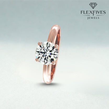 Round Cut Engagement Ring, 1.50 ctw 14k Gold Six Prong Setting Round Cut Moissanite Diamond Engagement Ring, Solitaire Ring