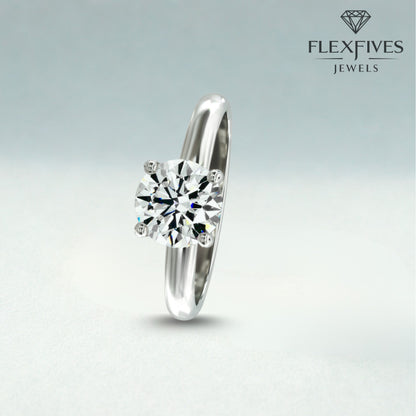 Round Cut Engagement Ring, 1.50 ctw 14k Gold Six Prong Setting Round Cut Moissanite Diamond Engagement Ring, Solitaire Ring