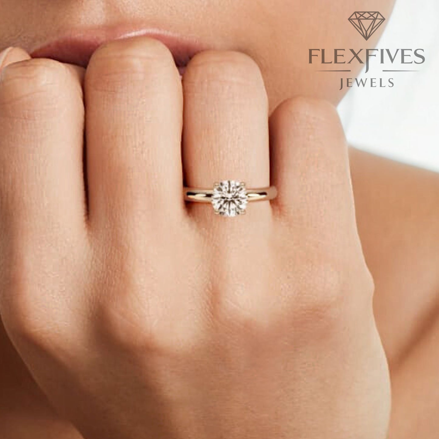 Round Cut Engagement Ring, 1.50 ctw 14k Gold Six Prong Setting Round Cut Moissanite Diamond Engagement Ring, Solitaire Ring