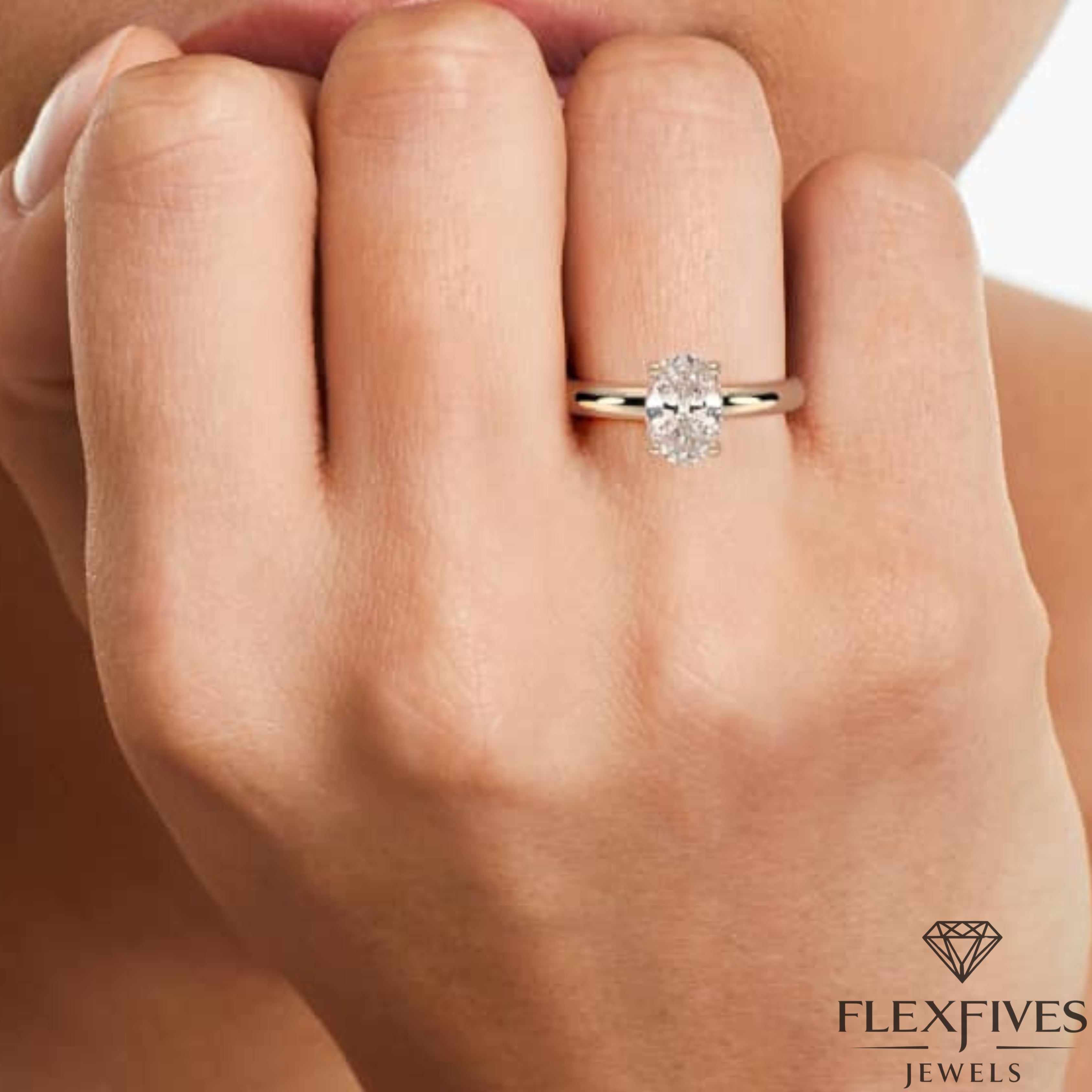 Oval Cut Engagement Ring, 1.50 ctw 14k Gold Four Prong Setting Oval Cut Moissanite Diamond Engagement Ring, Solitaire Ring
