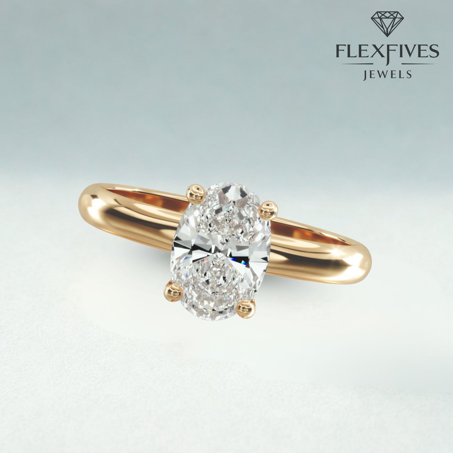 1.50 ctw 14k Gold Four Prong Setting Oval Cut Engagement Ring Solitaire Ring