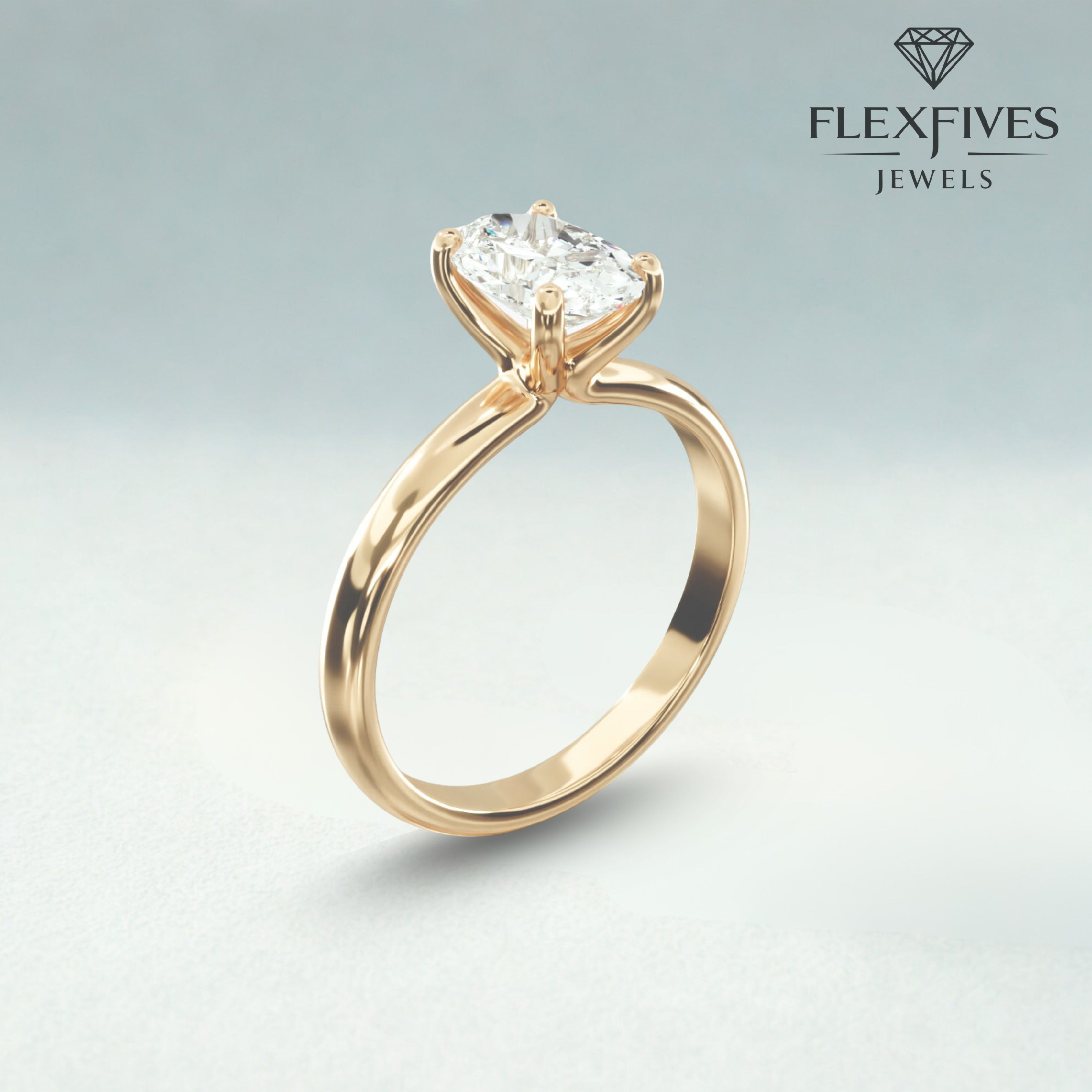 Oval Cut Engagement Ring, 1.50 ctw 14k Gold Four Prong Setting Oval Cut Moissanite Diamond Engagement Ring, Solitaire Ring