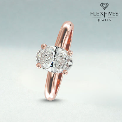 1.50 ctw 14k Gold Four Prong Setting Oval Cut Engagement Ring Solitaire Ring