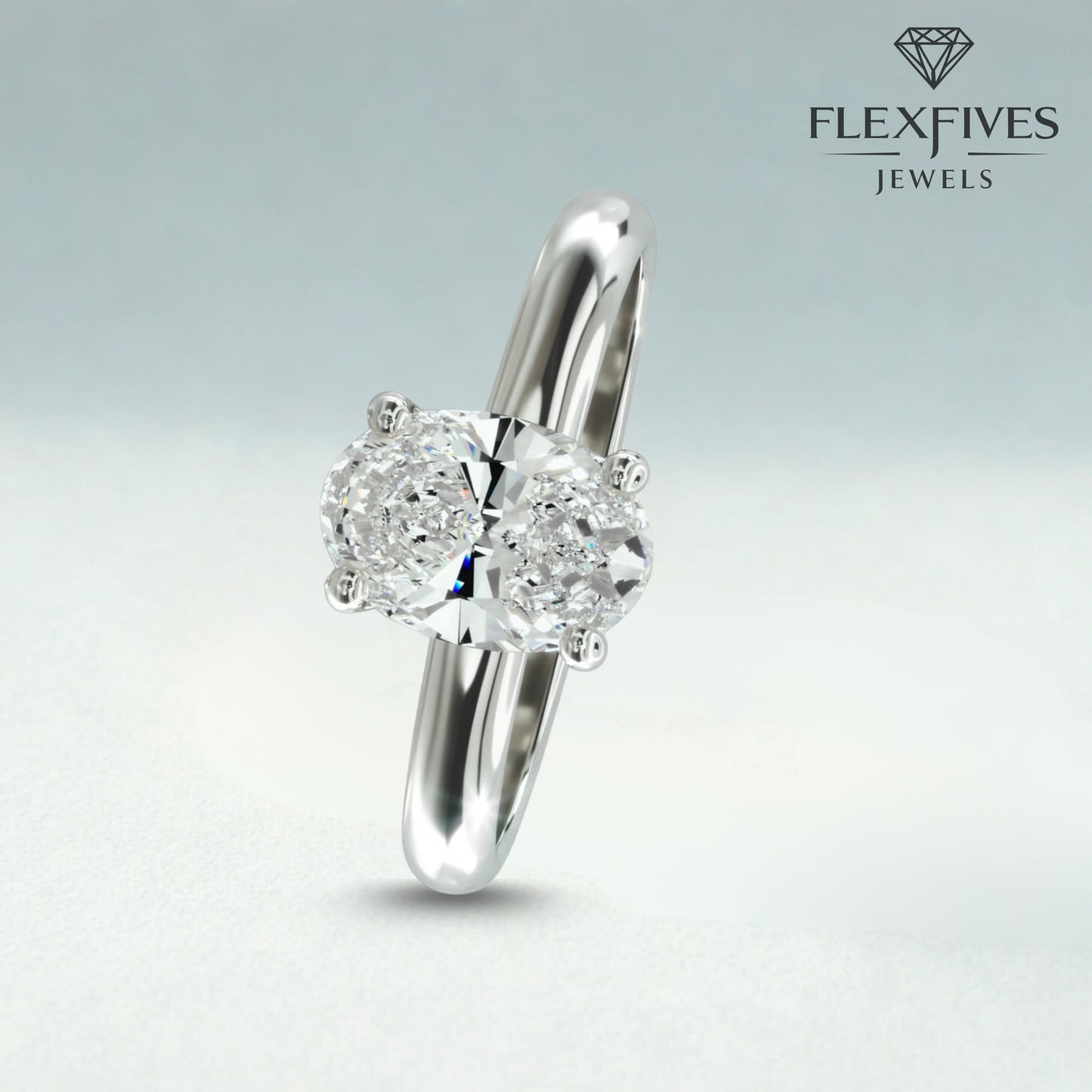 1.50 ctw 14k Gold Four Prong Setting Oval Cut Engagement Ring Solitaire Ring