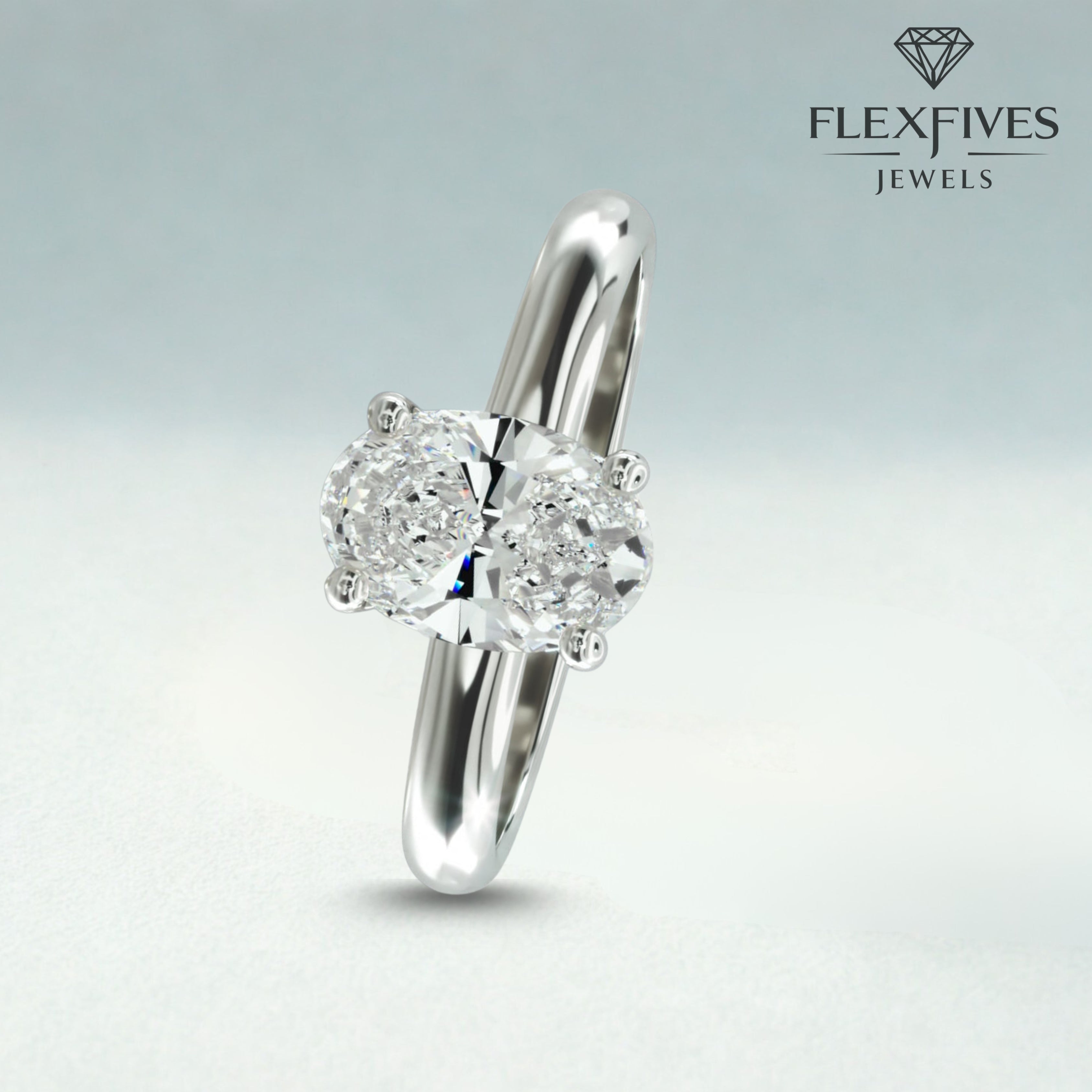 Oval Cut Engagement Ring, 1.50 ctw 14k Gold Four Prong Setting Oval Cut Moissanite Diamond Engagement Ring, Solitaire Ring