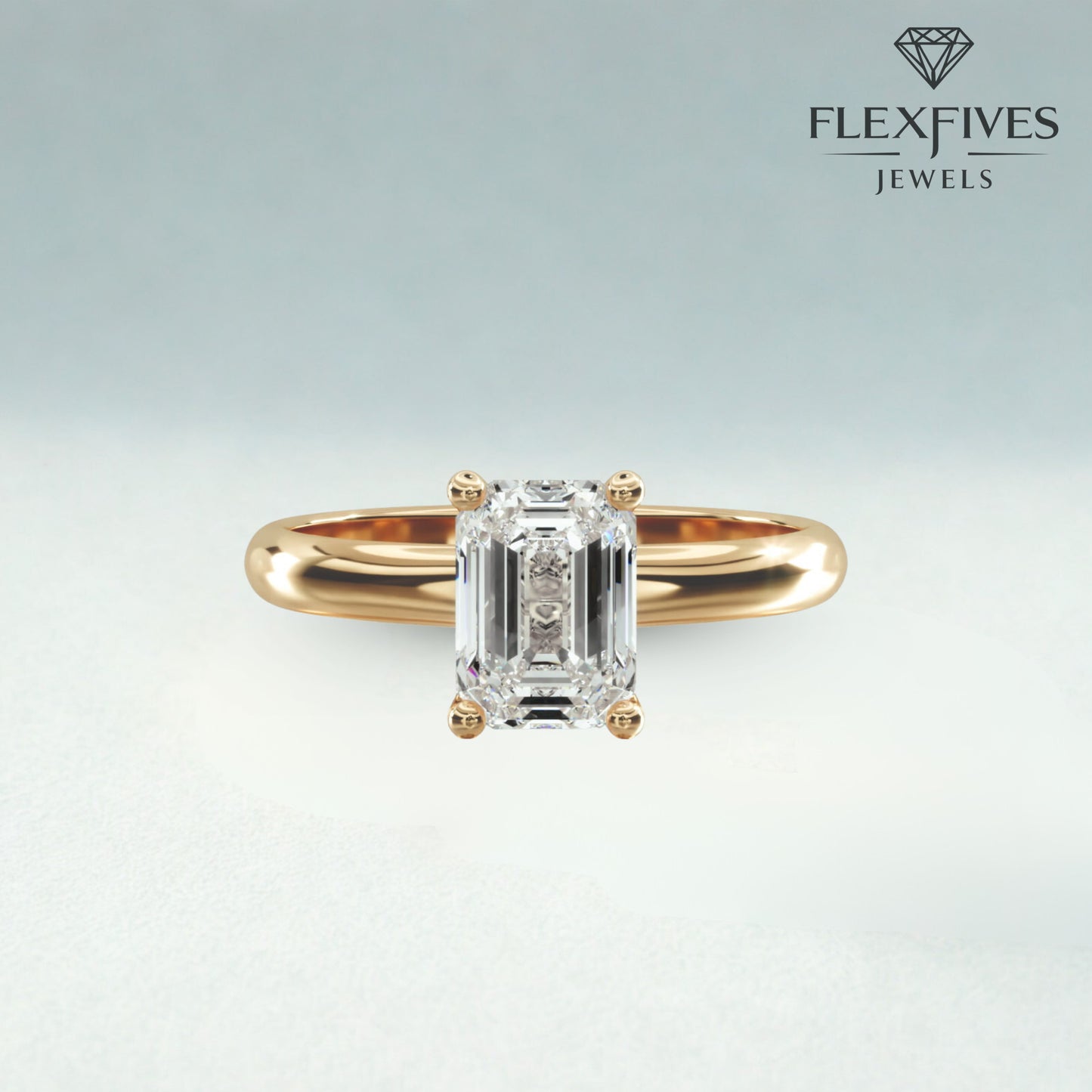1.50 Ct Emerald Cut Solitaire Engagement Ring, Solid Gold Emerald Cut Ring, Classic Promise Ring
