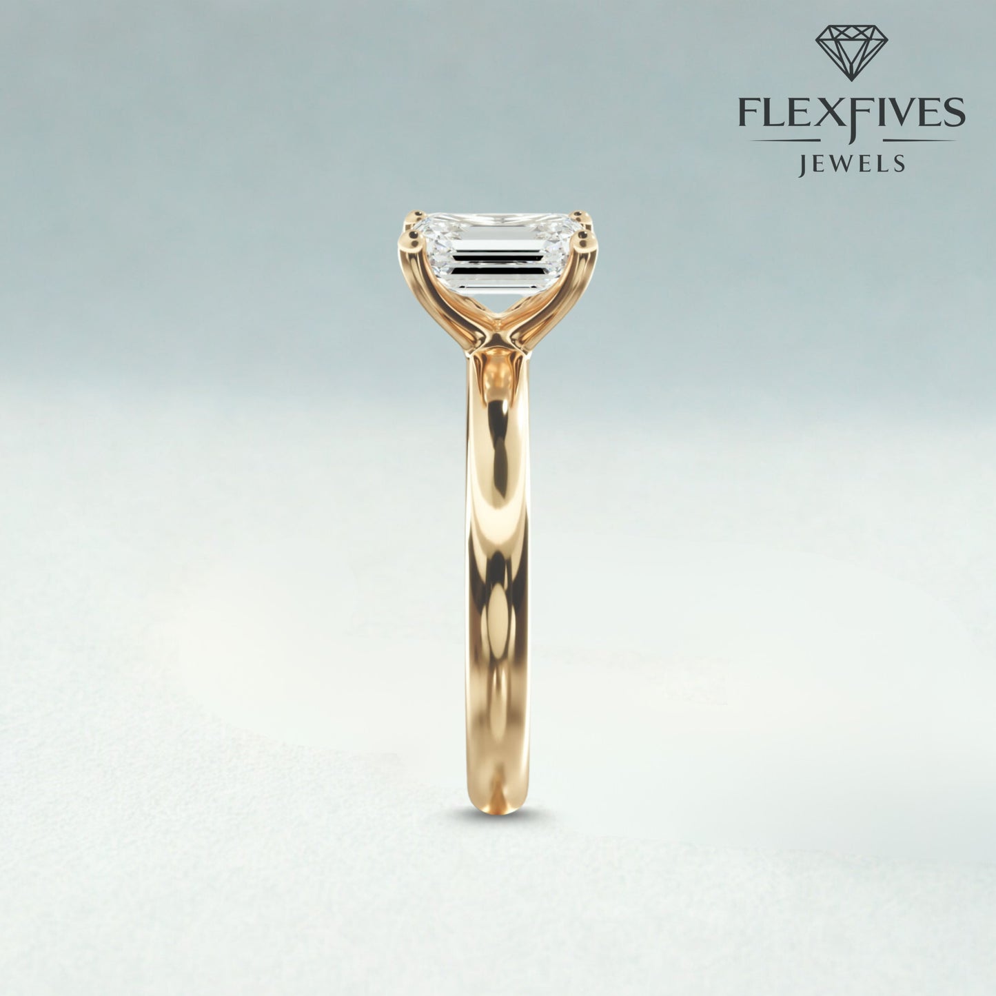 1.50 Ct Emerald Cut Solitaire Engagement Ring, Solid Gold Emerald Cut Ring, Classic Promise Ring