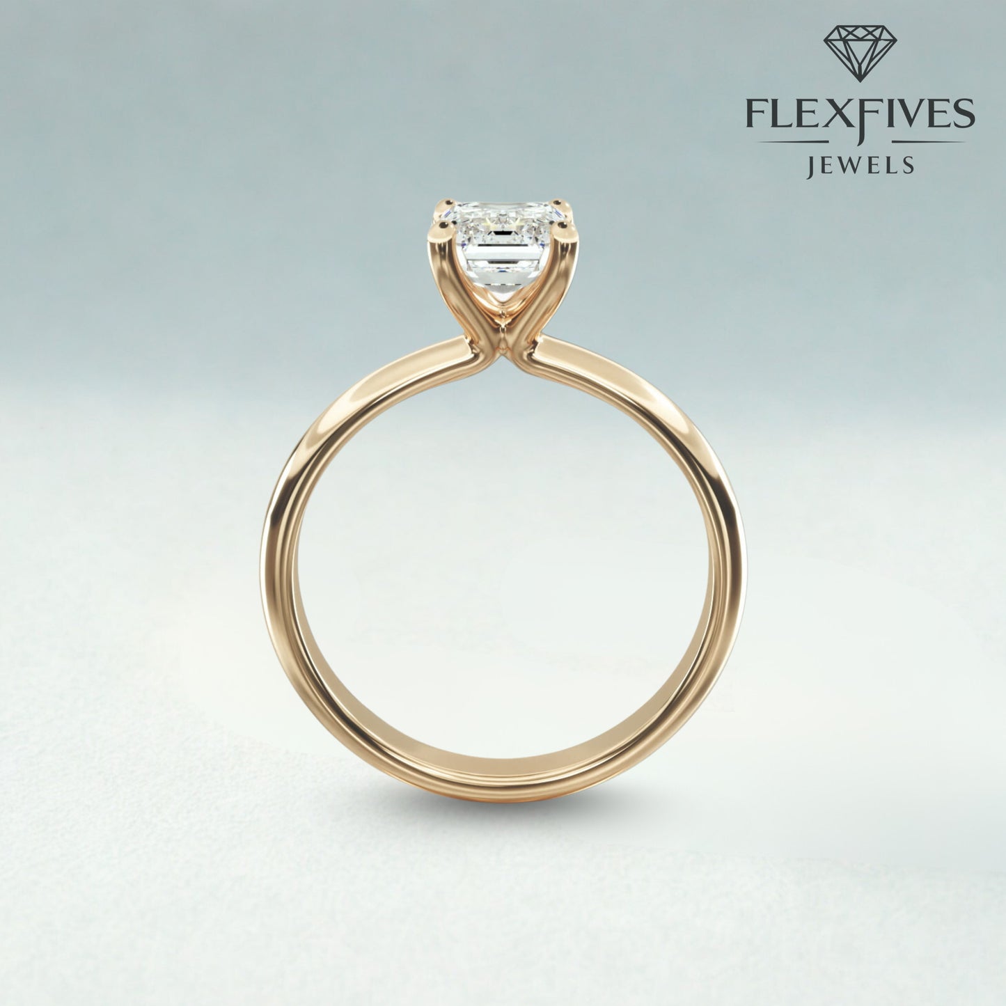 1.50 Ct Emerald Cut Solitaire Engagement Ring, Solid Gold Emerald Cut Ring, Classic Promise Ring