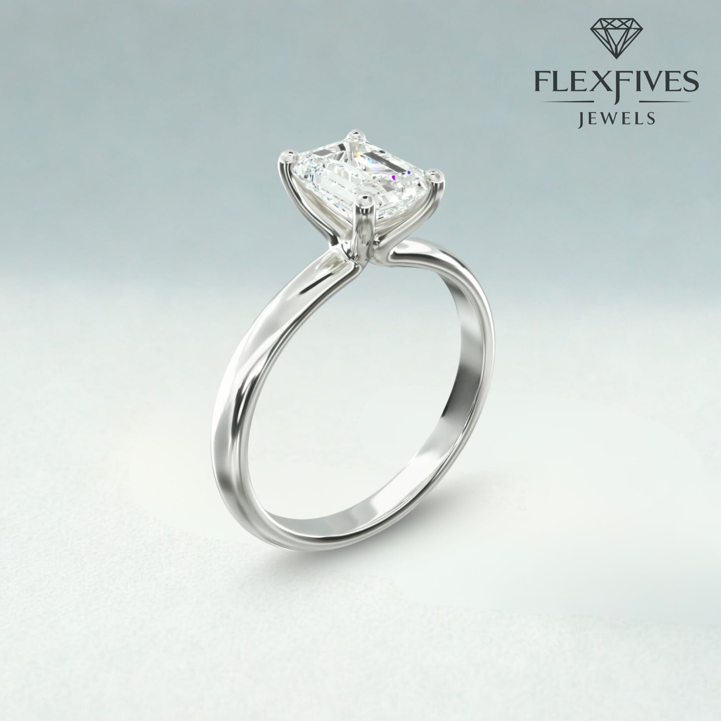 1.50 Ct Emerald Cut Solitaire Engagement Ring, Solid Gold Emerald Cut Ring, Classic Promise Ring