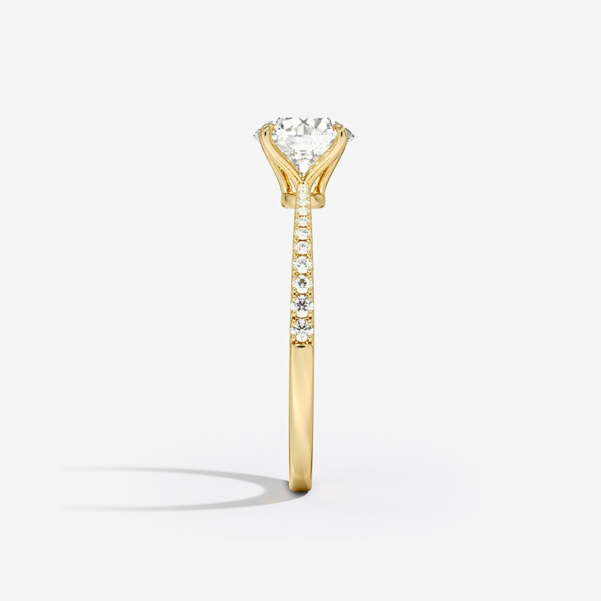 18K Gold Twisted Solitaire Diamond Ring