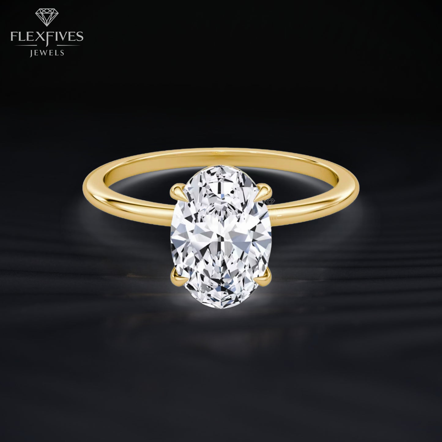 Oval Cut Engagement Ring, Solitaire Ring, Thin Band Engagement Ring, Gold Diamond Ring, Proposal Ring