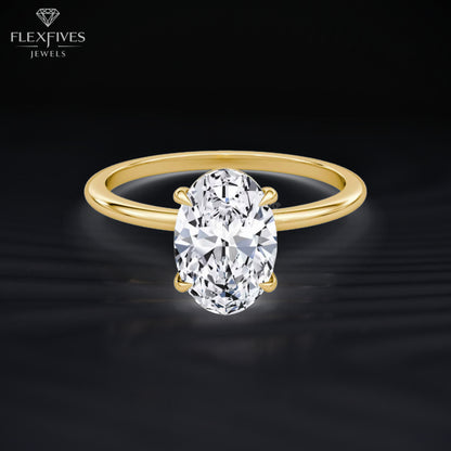 Oval Cut Engagement Ring, Solitaire Ring, Thin Band Engagement Ring, Gold Diamond Ring, Proposal Ring