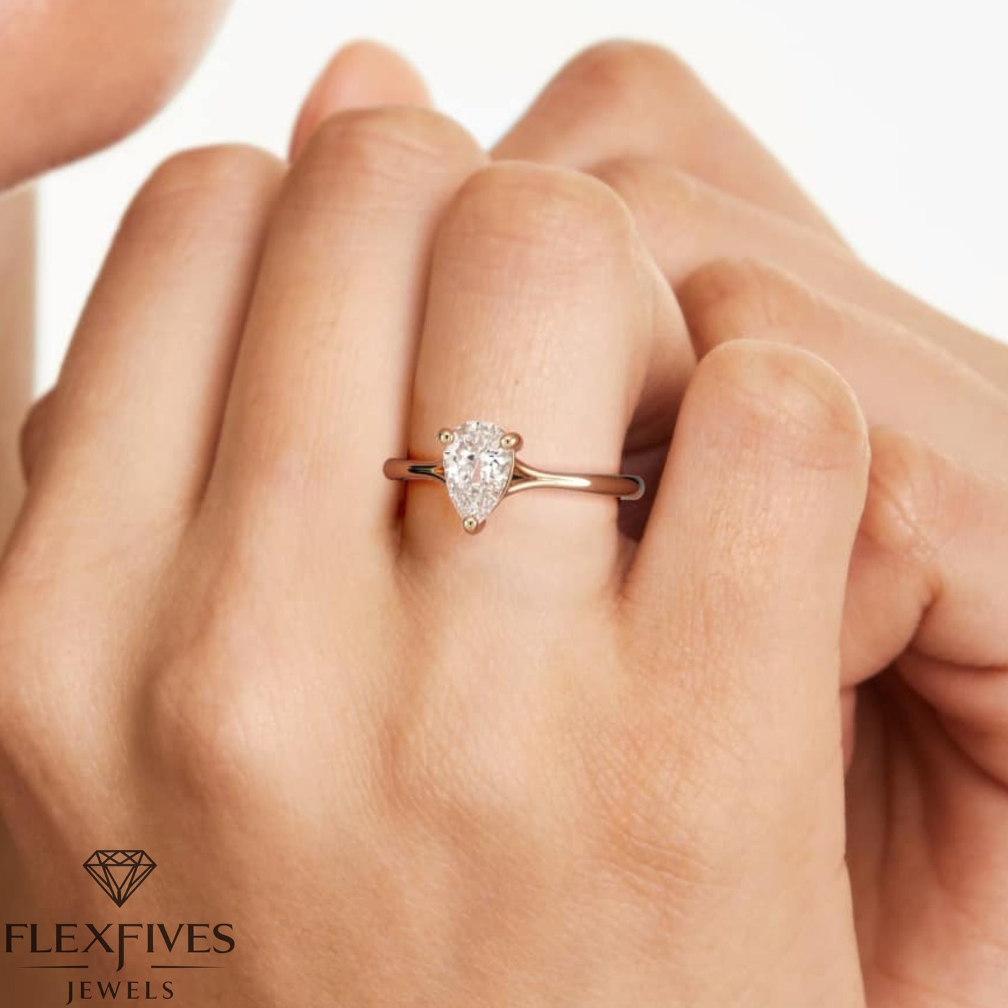 1.50 CT Pear Moissanite Diamond Solitaire Engagement Ring , Pear Certified Diamond Solitaire Wedding Ring Gift For Her