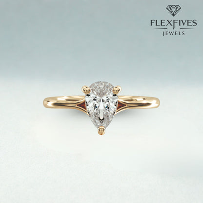 1.50 CT Pear Moissanite Diamond Solitaire Engagement Ring , Pear Certified Diamond Solitaire Wedding Ring Gift For Her