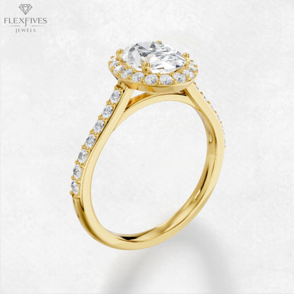 4 CT Oval Cut Moissanite Engagement Ring , Anniversary Ring , Halo Ring , 3 CT + 1 CT Moissanite Ring , Pave Diamond Ring , Ring For Women